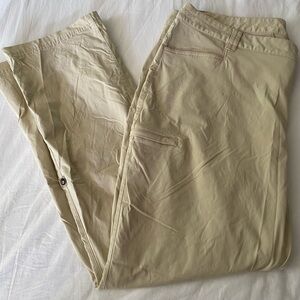 Eddie Bauer pants Womens 20 W Horizon Roll-Up Khaki Tan Stretch Zip Pockets